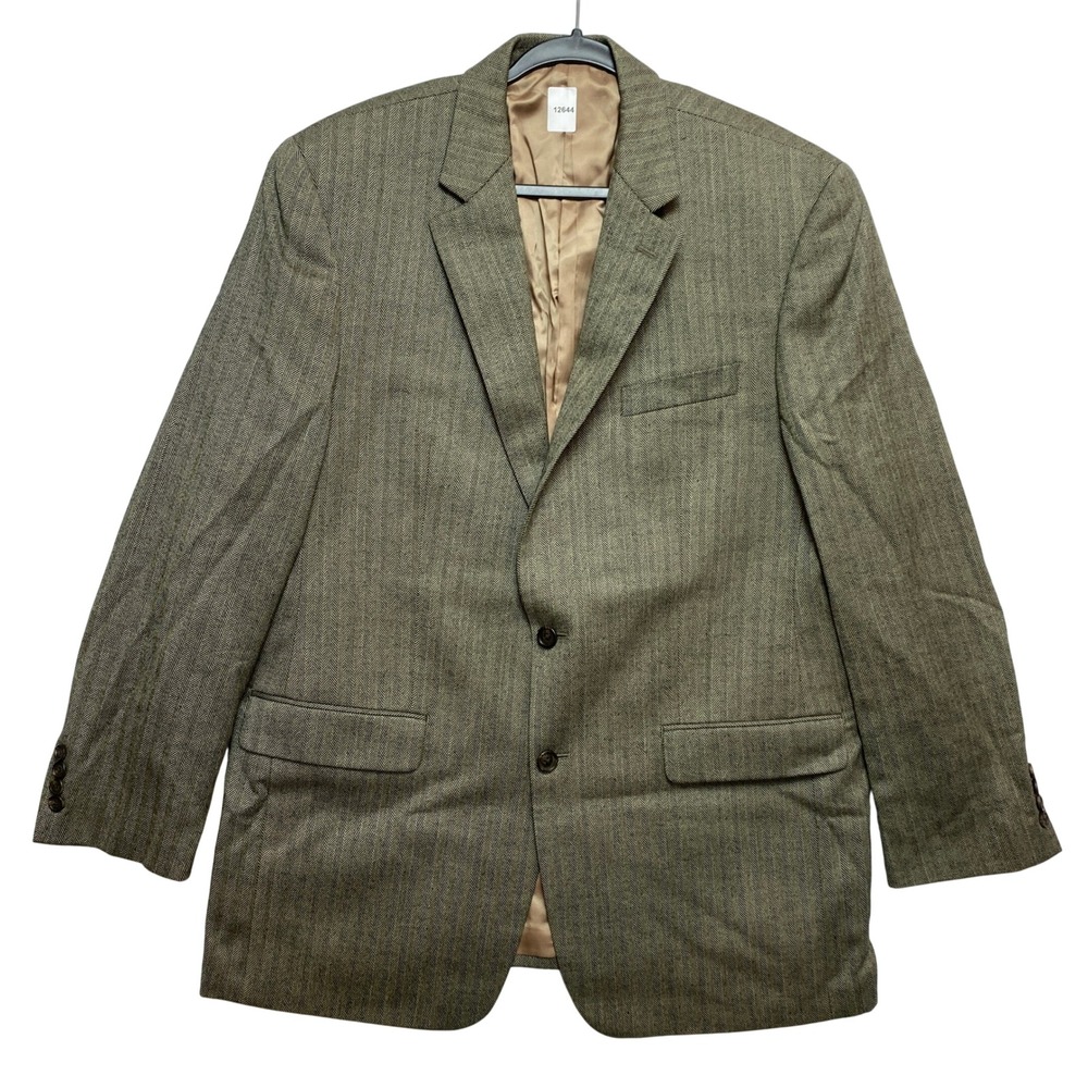 Lauren Ralph Lauren Blazer Mens 44L Olive Herringbone Wool Two Button Jacket